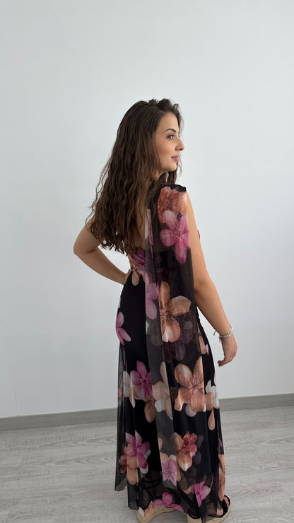 Schwarzes Damenkleid in Einheitsgröße mit verstellbarer Passform und geradem Schnitt