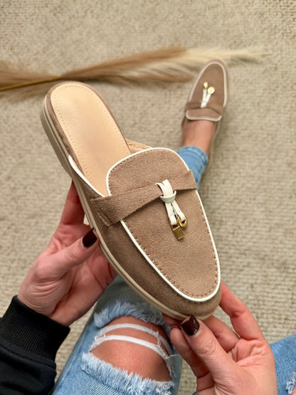 Women's Loafers in Suede Look with Open Heel