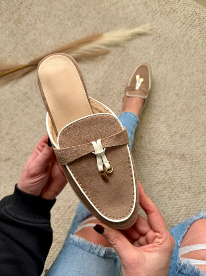 Women's Loafers in Suede Look with Open Heel