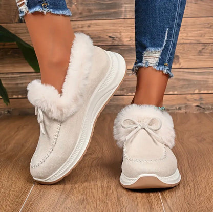 Damen Winter-Sneaker Mit Fellfutter, Schleifendetail Und Slip-On-Design
