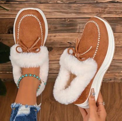 Damen Winter-Sneaker Mit Fellfutter, Schleifendetail Und Slip-On-Design