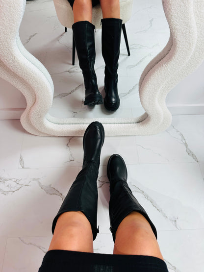 Women's High Boots with Side Zipper and Platform