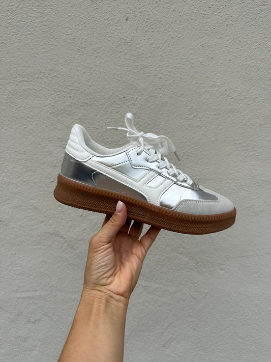 Herren Freizeitschuhe Silber Grau Schnürschuhe Flache Form