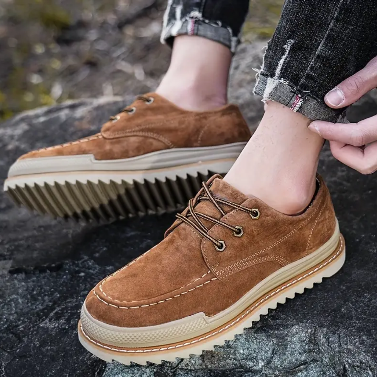 Herren Boots Aus Wildleder Mit Moc-Toe, EVA-Mittelsohle Und Gummisohle