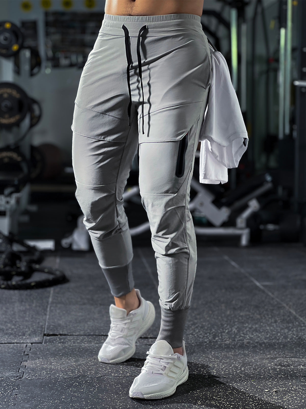 Herren Stretch-Athletikhose mit Elastikbund und Tapered Legs