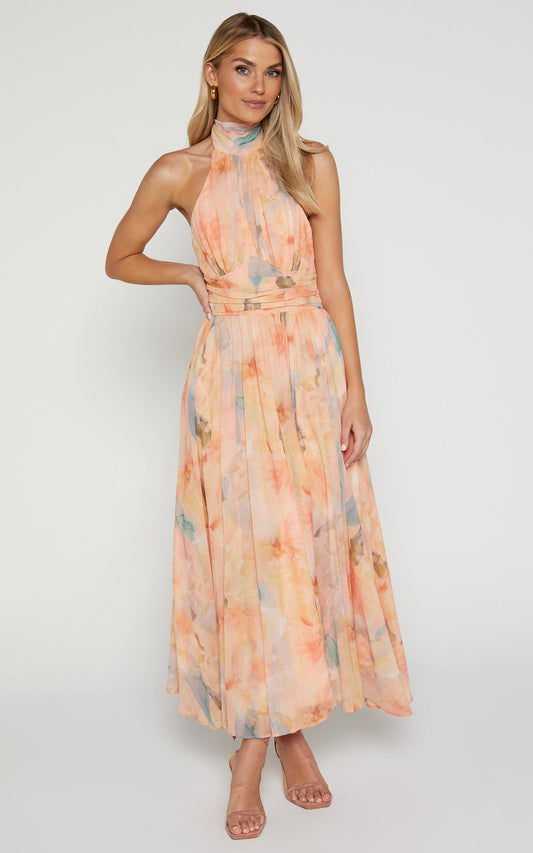 Damen Sommer Maxikleid mit Neckholder und Rückenfrei