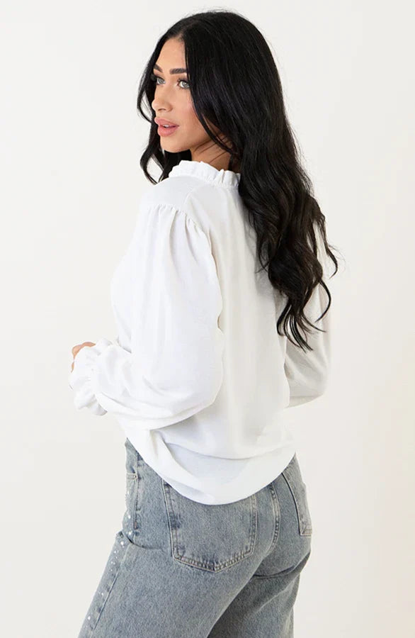 Damenbluse Mit Spitzendetails Und V-Ausschnitt