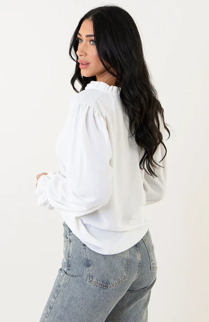 Damenbluse Mit Spitzendetails Und V-Ausschnitt