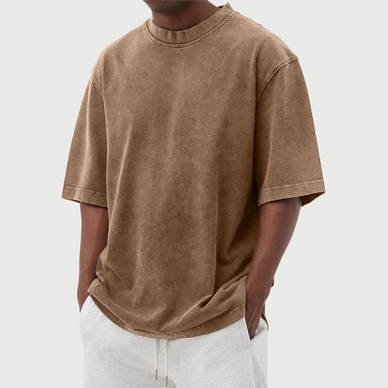 Herren T Shirt Aus Baumwolle Mit Waschoptik