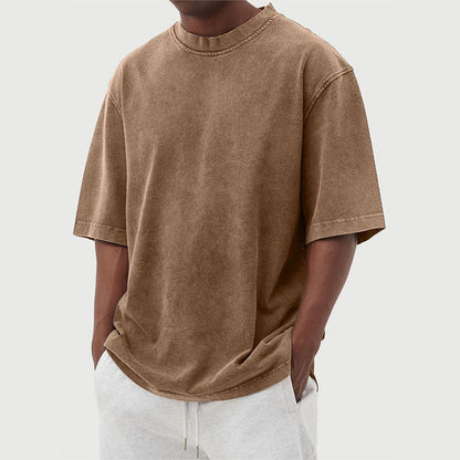 Herren T Shirt Aus Baumwolle Mit Waschoptik