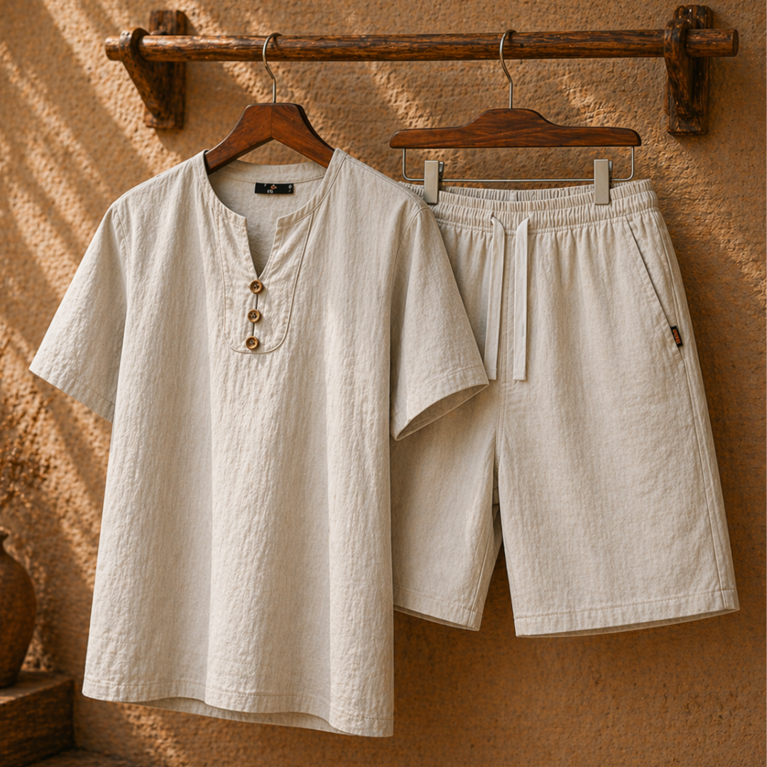 Herren Sommer Zweiteiler Set – Atmungsaktiv Lockerer Schnitt