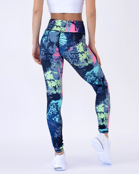 Damen Leggings Mit Abstraktem Print, Feuchtigkeitsableitend Und Stretch-Passform