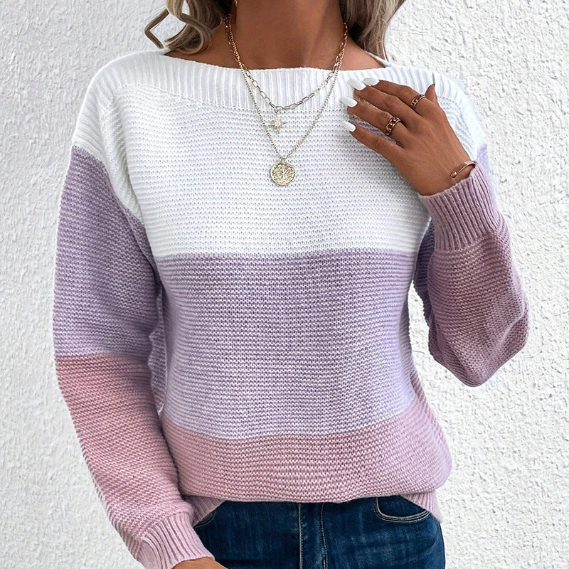 Detailansicht des weichen Strickmusters am Damenpullover