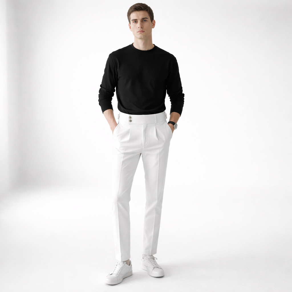 Herren Business Hose mit Hohem Bund – Gerades Bein Normale Passform