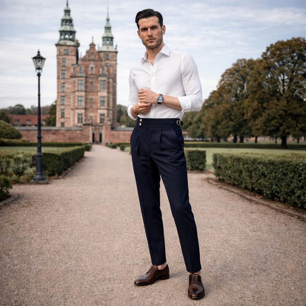 Herren Business Hose mit Hohem Bund – Gerades Bein Normale Passform