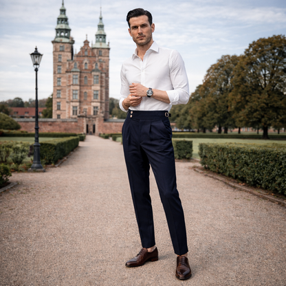 Herren Business Hose mit Hohem Bund – Gerades Bein Normale Passform
