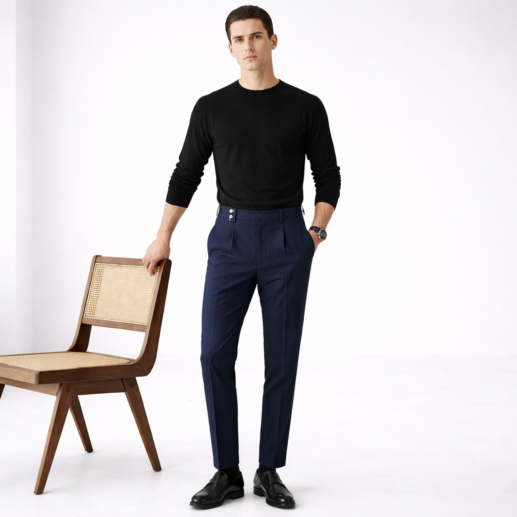 Herren Business Hose mit Hohem Bund – Gerades Bein Normale Passform