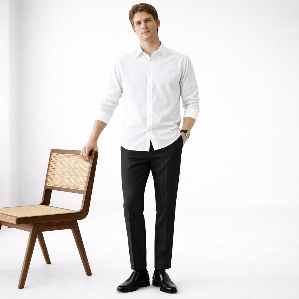 Herren Business Hose mit Hohem Bund – Gerades Bein Normale Passform