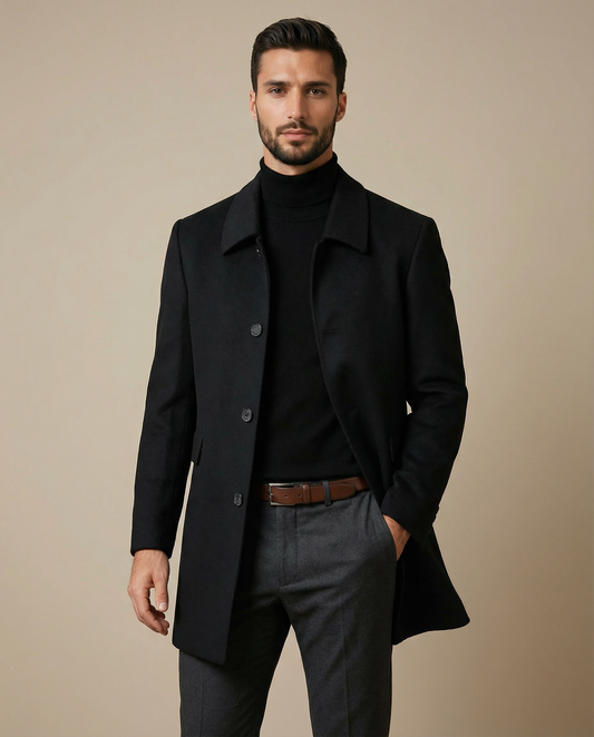 Herren-Wintermantel mit taillierter Passform und verdeckter Knopfleiste