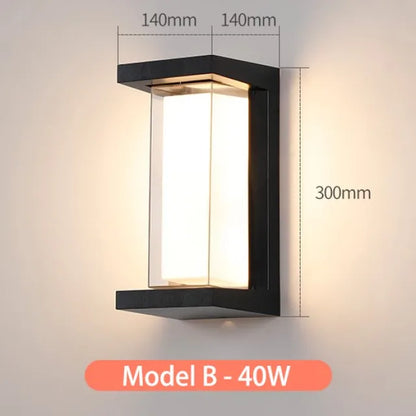 Moderne Wandleuchte, Modell B, 40W, 300x140mm, schwarz, rechteckig, energiesparend, ideal für Innenbeleuchtung, stilvolles Design.