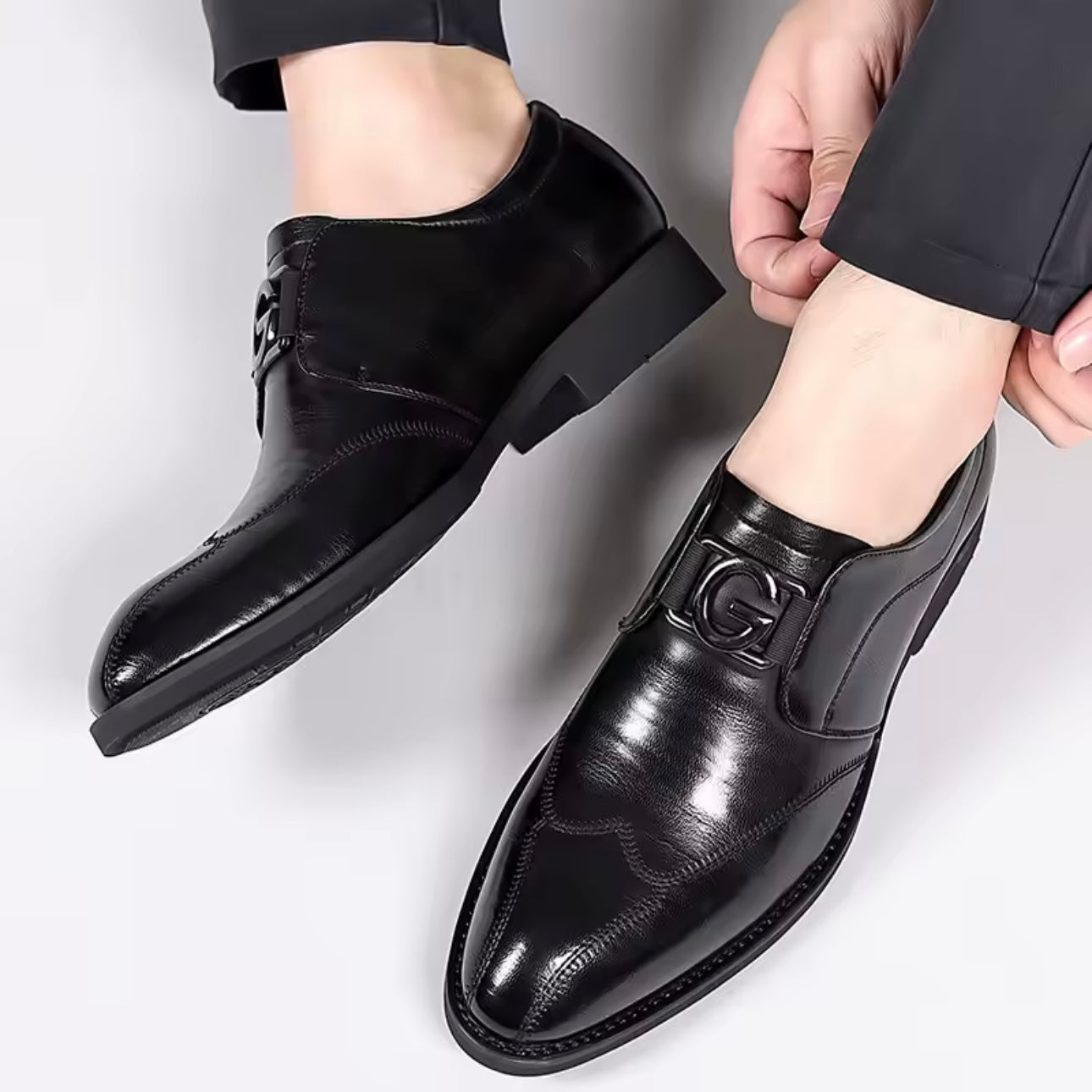 Men's Formal Monk-Strap Shoes with Buckle and Cushioned Sole
