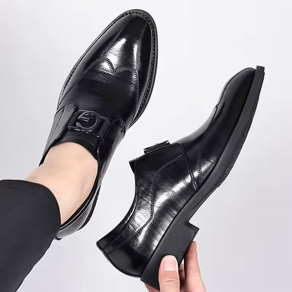 Men's Formal Monk-Strap Shoes with Buckle and Cushioned Sole
