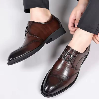 Men's Formal Monk-Strap Shoes with Buckle and Cushioned Sole