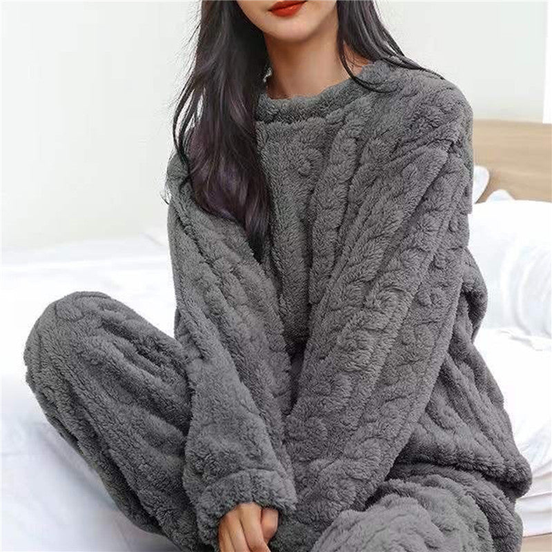 Damen Fleece Pyjama Set Zweiteilig
