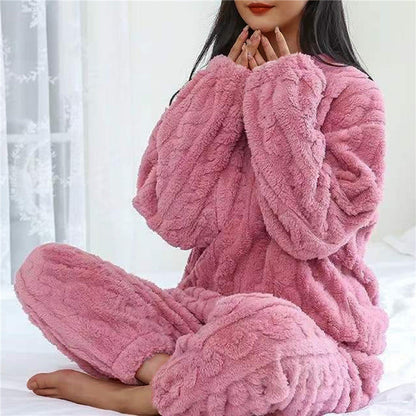 Damen Fleece Pyjama Set Zweiteilig