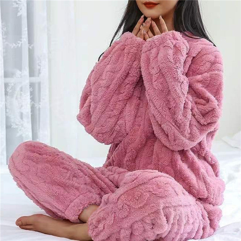 Damen-Schlafbekleidung aus kuscheligem Fleece im zweiteiligen Set