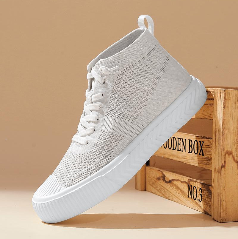 Herren-High-Top-Sneaker Mit Strickobermaterial, Orthopädischer Innensohle Und Ohne Schnürung