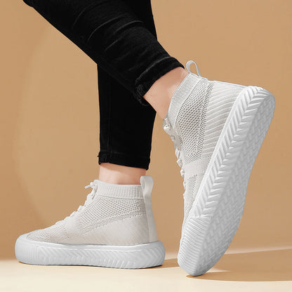 Herren-High-Top-Sneaker Mit Strickobermaterial, Orthopädischer Innensohle Und Ohne Schnürung
