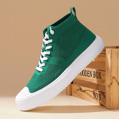 Herren-High-Top-Sneaker Mit Strickobermaterial, Orthopädischer Innensohle Und Ohne Schnürung