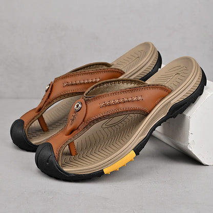 Herren Sandalen Mit Konturiertem Fußbett Und Leder-Riemen