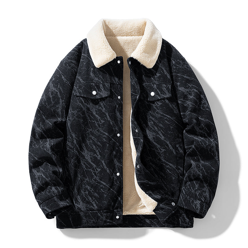 Herren Winterjacke Mit Futter Aus Fleece Und Cordstruktur