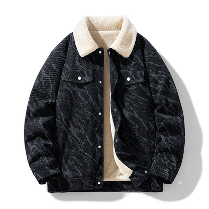 Herren Winterjacke Mit Futter Aus Fleece Und Cordstruktur