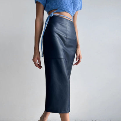 Women's Midi Skirt Slim Fit Back Slit With Seam Details