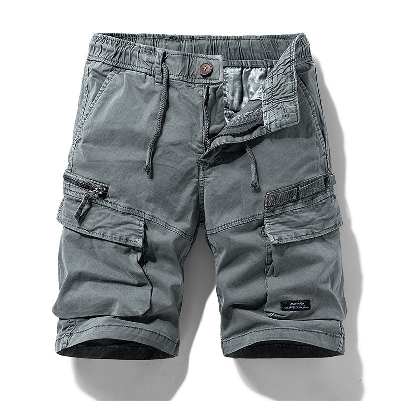 Men's Work Shorts with Drawstring Waist and Multiple Pockets