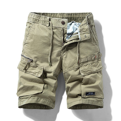 Men's Work Shorts with Drawstring Waist and Multiple Pockets