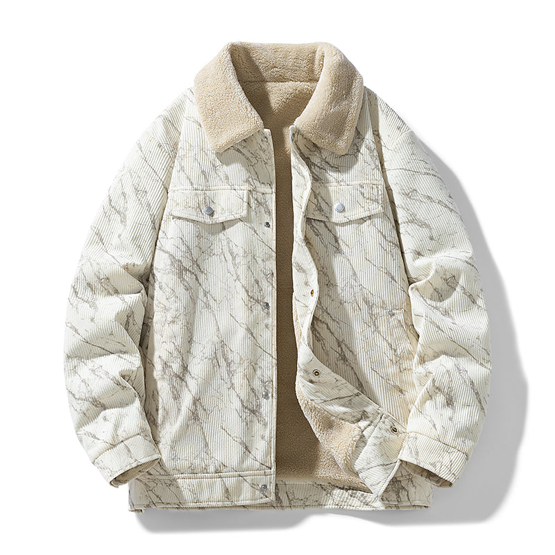Herren Winterjacke Mit Futter Aus Fleece Und Cordstruktur