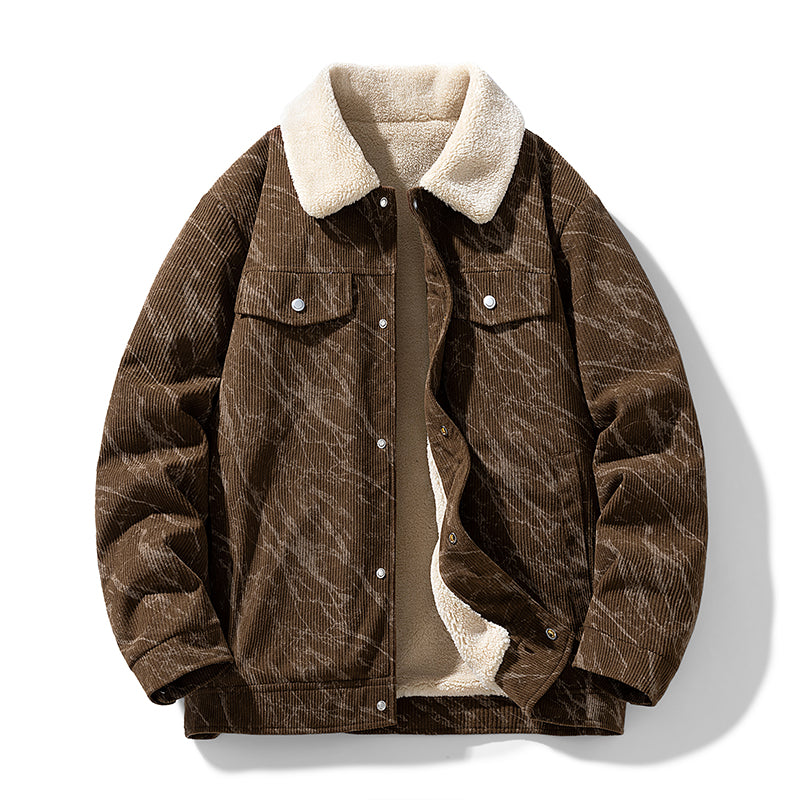 Herren Winterjacke Mit Futter Aus Fleece Und Cordstruktur
