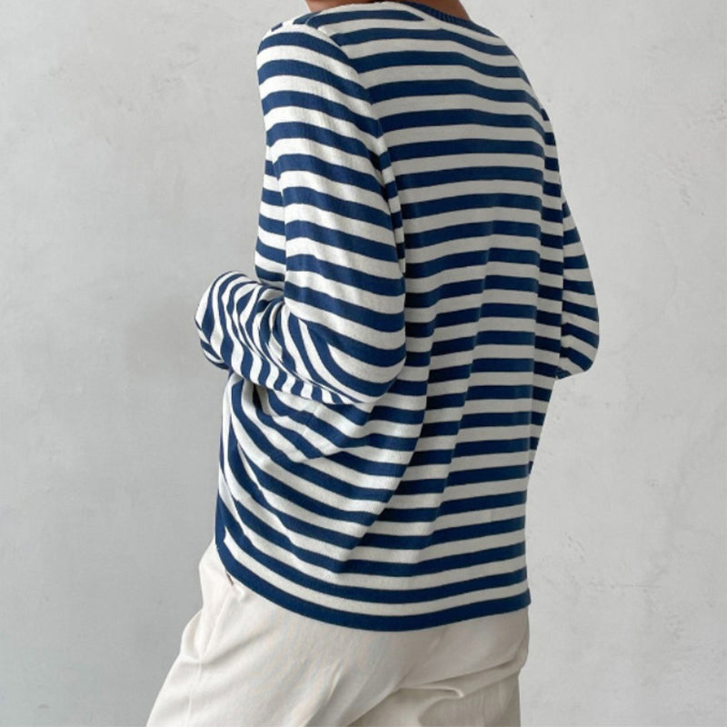 Women's Long Sleeve Knit Top Loose Fit Versatile – Cotton Blend