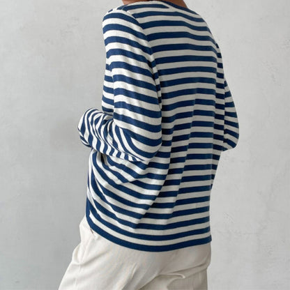 Women's Long Sleeve Knit Top Loose Fit Versatile – Cotton Blend