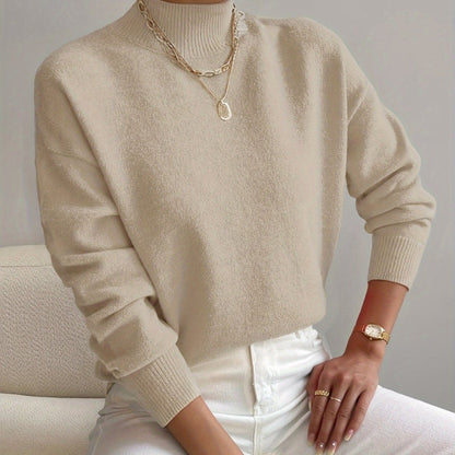 Women's Turtleneck Sweater with Long Sleeves and Cropped Fit