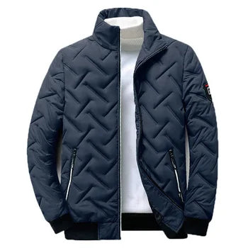 Men's Jacket with Zipper and Multiple Functional Pockets