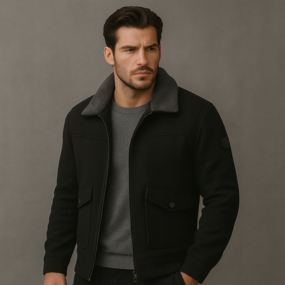 Men's winter jacket with soft lining and zipper