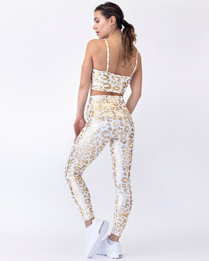 Damen High Waist Leggings mit Leopardenmuster