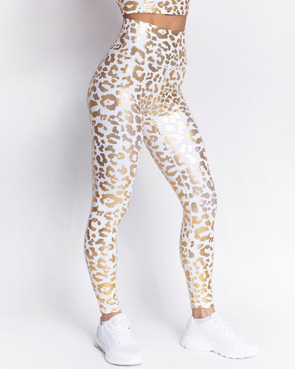 Damen High Waist Leggings mit Leopardenmuster