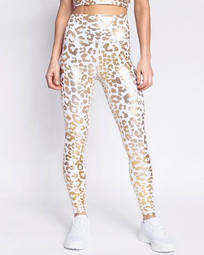 Damen High Waist Leggings mit Leopardenmuster