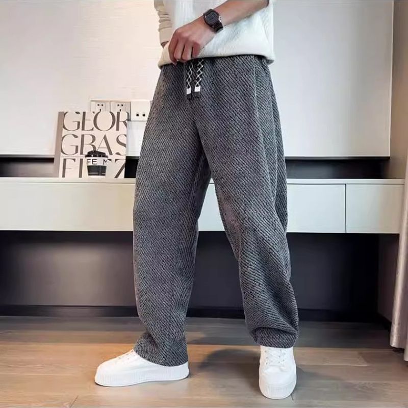 Men's Pants Straight Leg Structured Fabric Elastic Waist Comfortable Fit